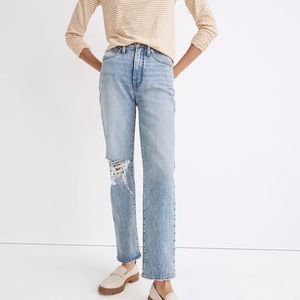 NWT Madewell The Perfect Vintage Straight Jean Kingsbury Wash w/ Knee Rip 27